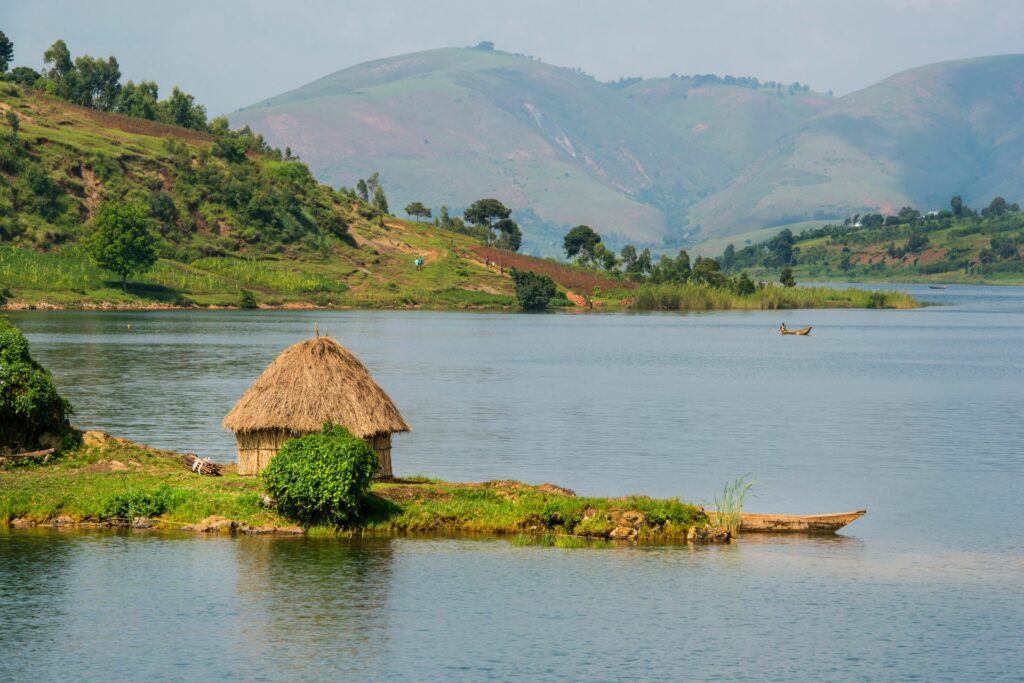 Hut on Lake Kivu Rwanda