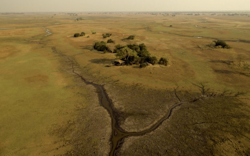 Aerial view of the Busanga Plains Camp