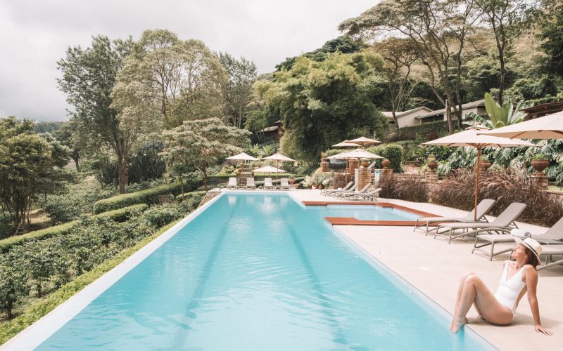 Soaking in the sun next to the pool
